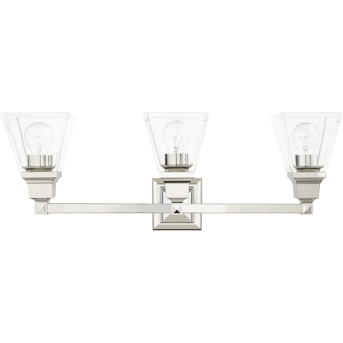 Mission 3 Light 25 inch Polished Chrome Vanity Sconce Wall Light