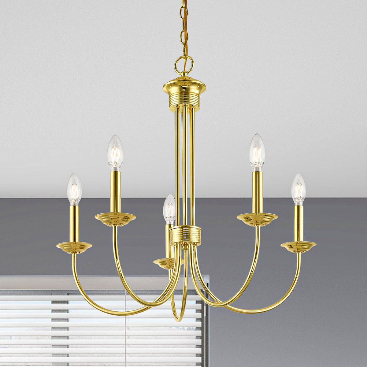 Estate 5 Light 25 inch Polished Brass Chandelier Ceiling Light