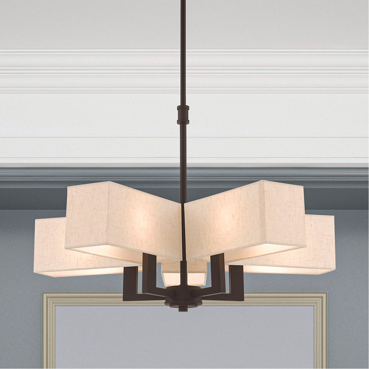 Rubix 5 Light 26 inch Bronze Chandelier Ceiling Light