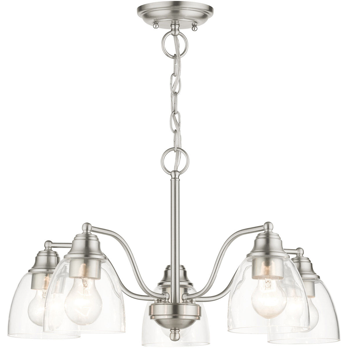 Montgomery 5 Light 24 inch Brushed Nickel Chandelier Ceiling Light