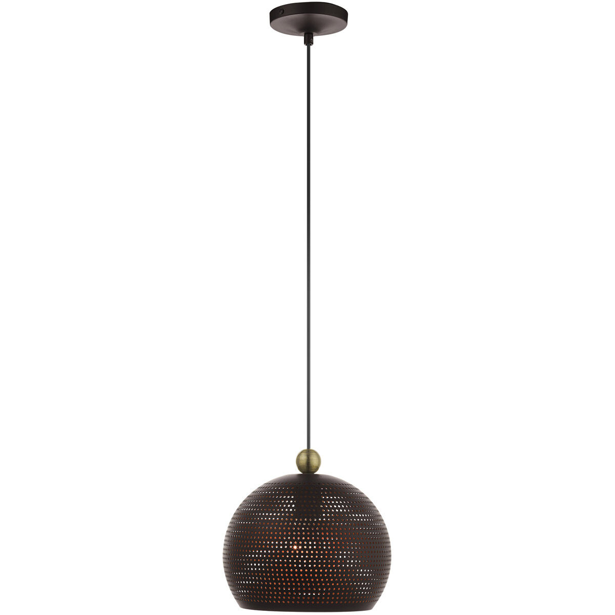 Dublin 1 Light 9.88 inch Bronze with Antique Brass Accents Pendant Ceiling Light