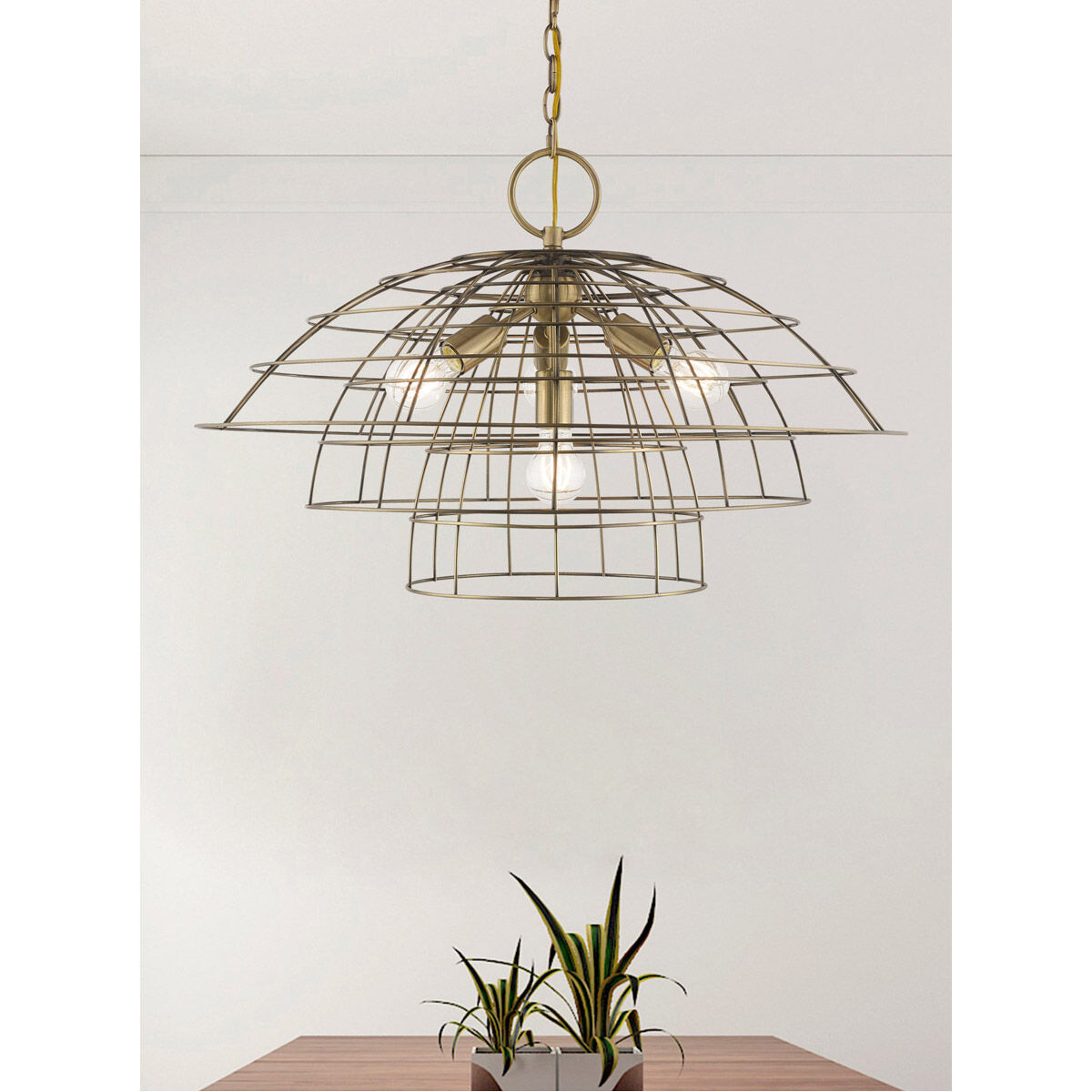 Brooklyn 4 Light 28 inch Antique Brass Chandelier Ceiling Light
