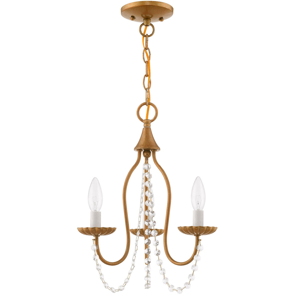 Alessia 3 Light 13 inch Antique Gold Leaf Mini Chandelier Ceiling Light