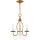 Alessia 3 Light 13 inch Antique Gold Leaf Mini Chandelier Ceiling Light