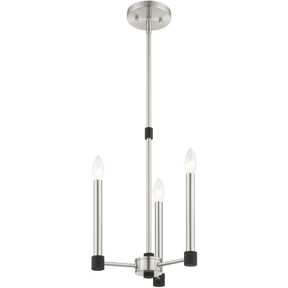 Karlstad 3 Light 12 inch Brushed Nickel with Satin Brass Accents Chandelier Ceiling Light