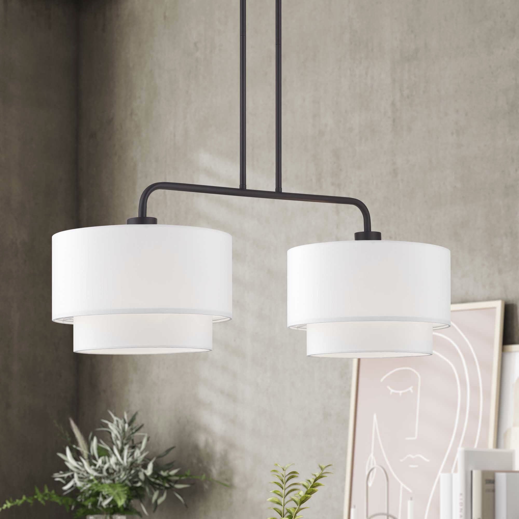 Manorwood 2 Light 35 inch Bronze Linear Chandelier Ceiling Light