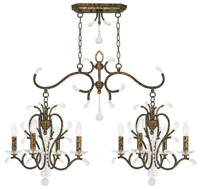Serafina 8 Light 43 inch Hand Applied Venetian Golden Bronze Linear Chandelier Ceiling Light
