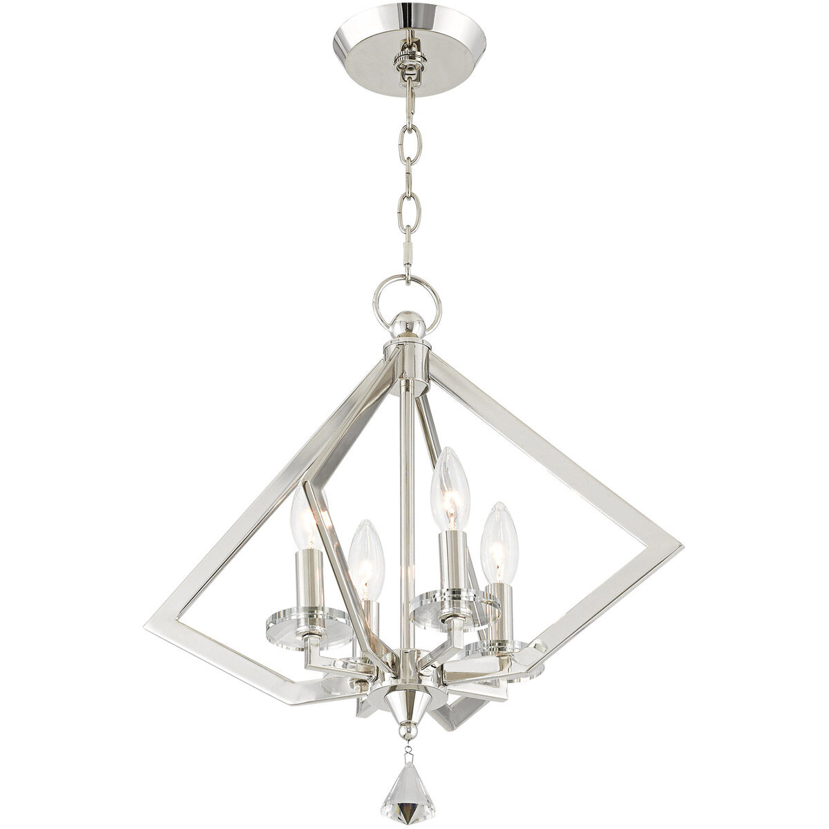 Diamond 4 Light 18 inch Polished Nickel Mini Chandelier Ceiling Light