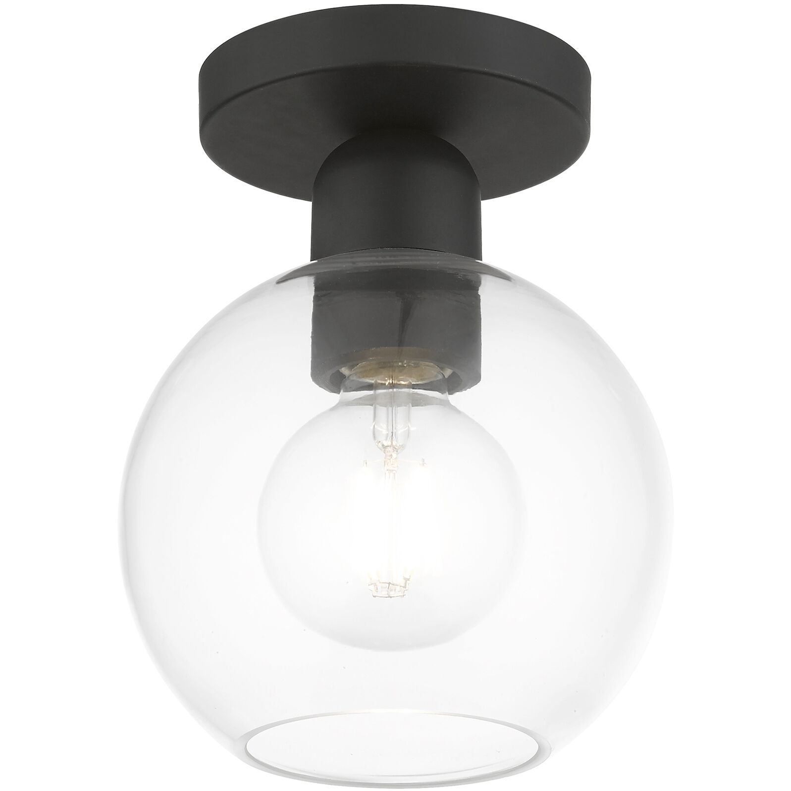 Downtown 1 Light 7 inch Black Semi-Flush Ceiling Light, Sphere