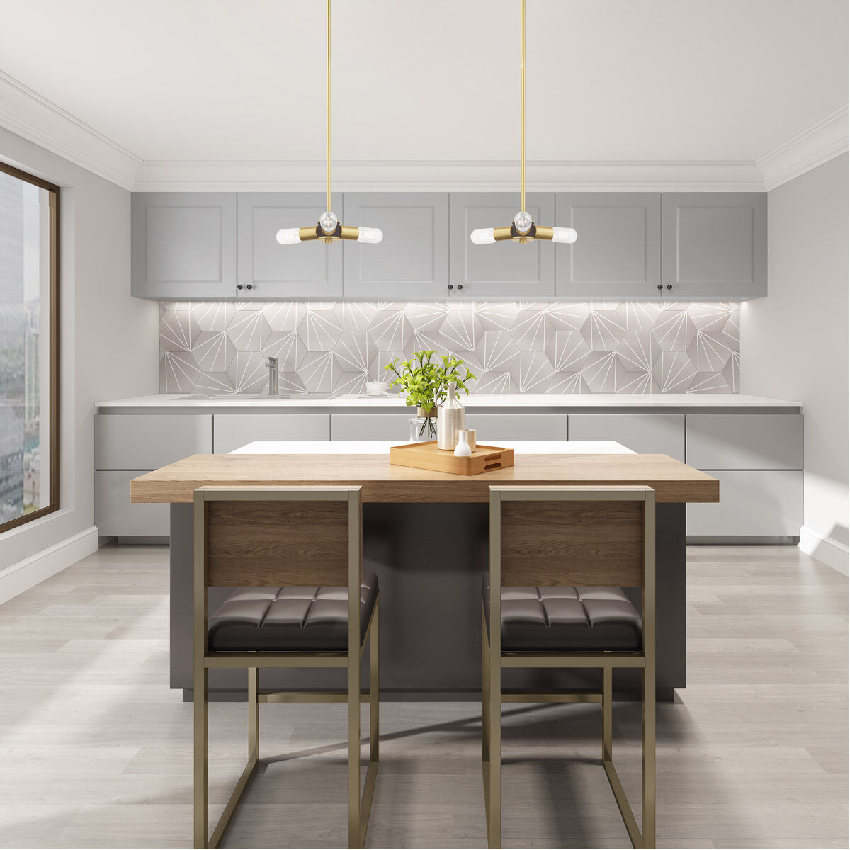 Copenhagen 3 Light 13 inch Satin Brass Mini Chandelier Ceiling Light