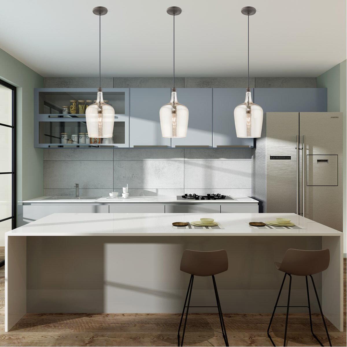 Art Glass 1 Light 9 inch English Bronze Mini Pendant Ceiling Light