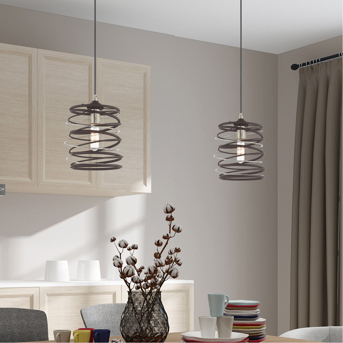 Geometric 1 Light 8 inch Bronze Mini Pendant Ceiling Light