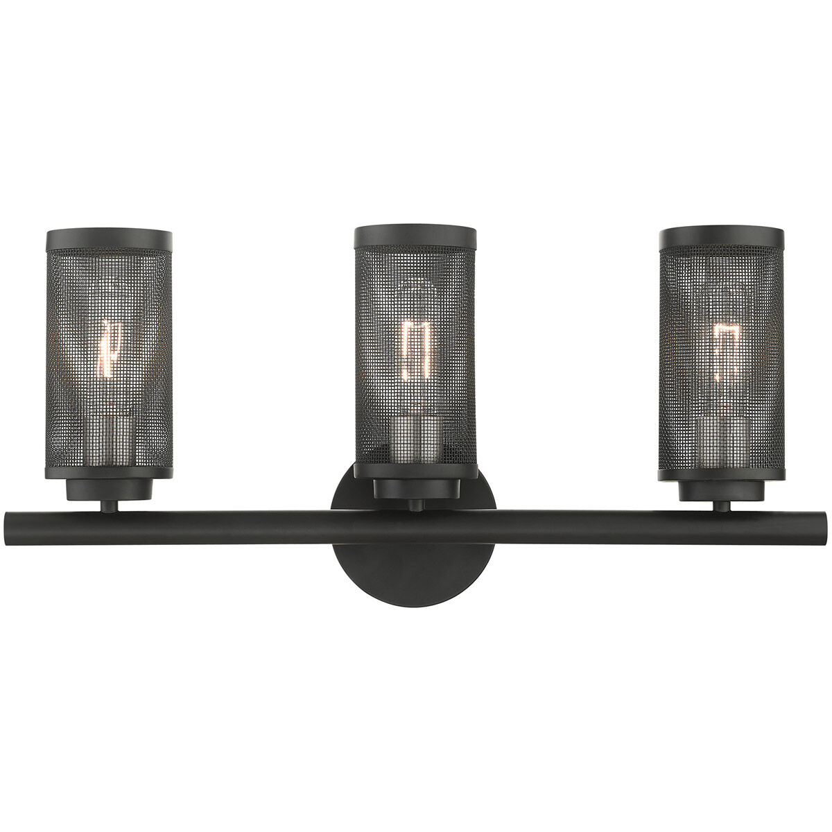 Industro 3 Light 24 inch Black with Brushed Nickel Accents Vanity Sconce Wall Light