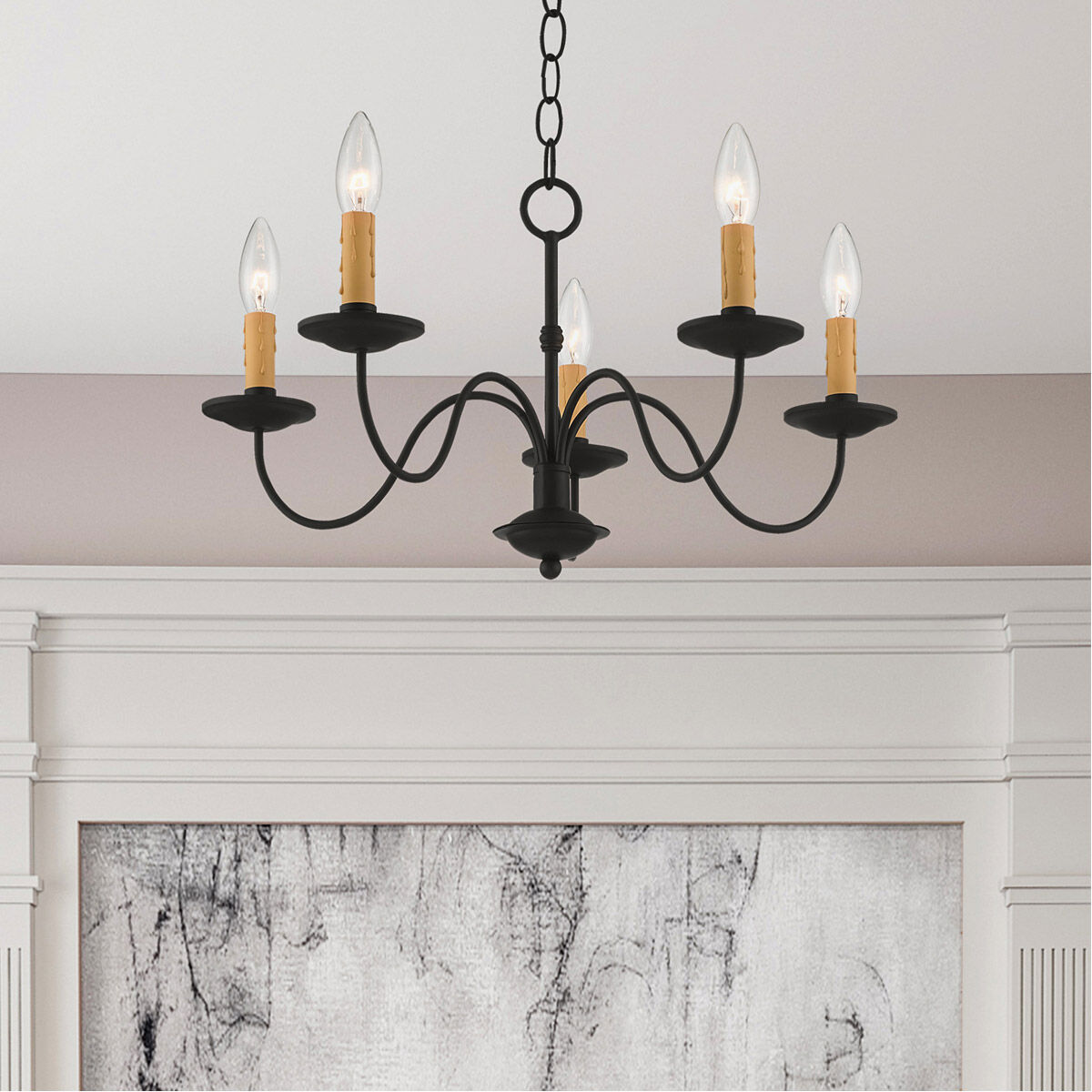 Heritage 5 Light 20 inch Black Chandelier Ceiling Light