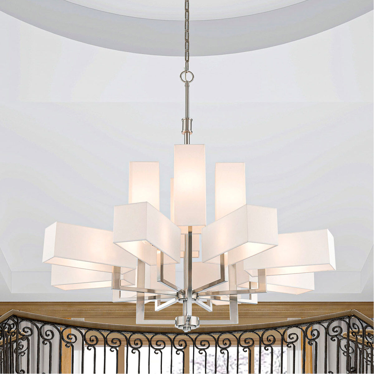 Rubix 12 Light 44 inch Brushed Nickel Foyer Chandelier Ceiling Light