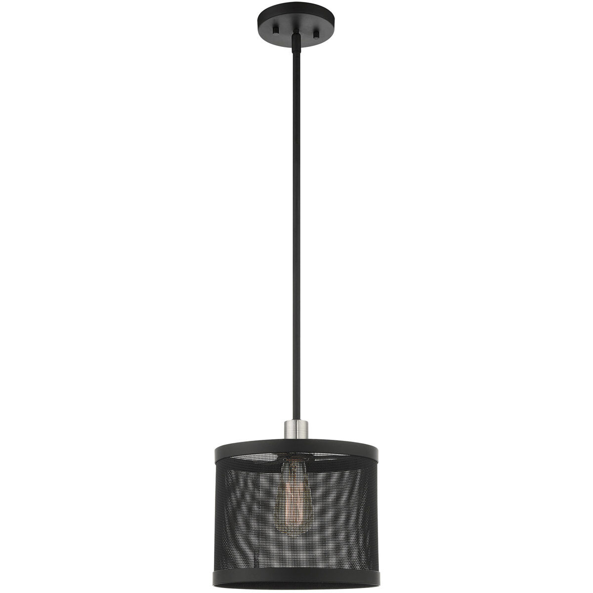 Industro 1 Light 10 inch Black with Brushed Nickel Accents Pendant Ceiling Light