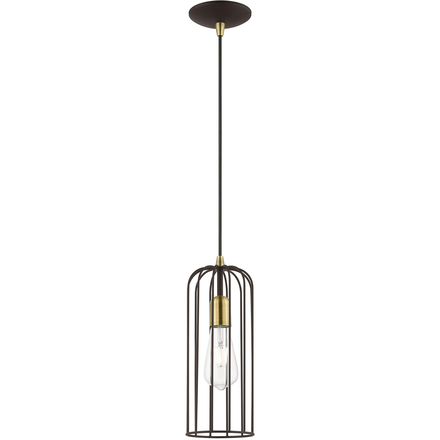 Glenbrook 1 Light 5 inch Bronze with Antique Brass Accents Pendant Ceiling Light