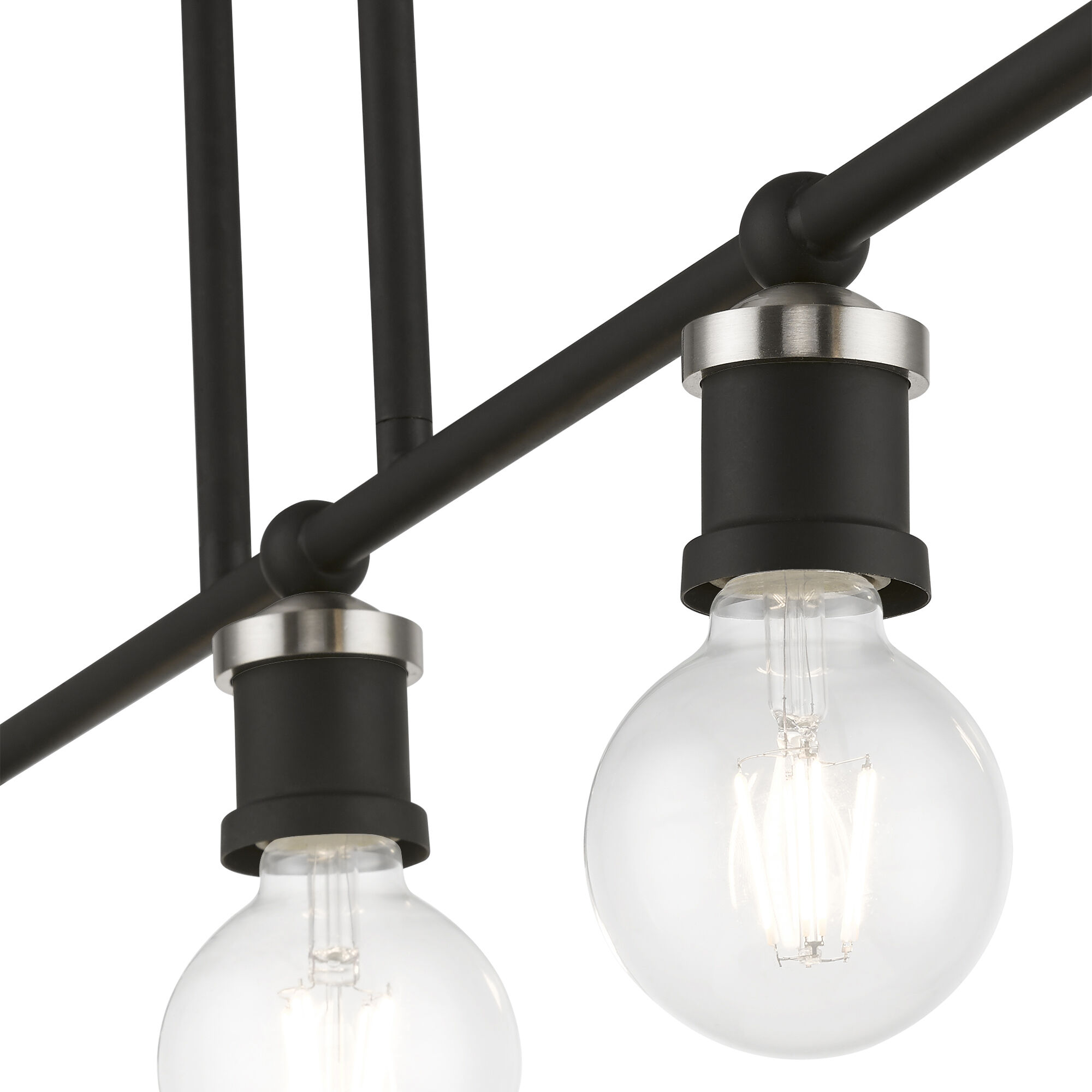 Lansdale 5 Light 40 inch Black with Brushed Nickel Accents Linear Chandelier Ceiling Light, Large