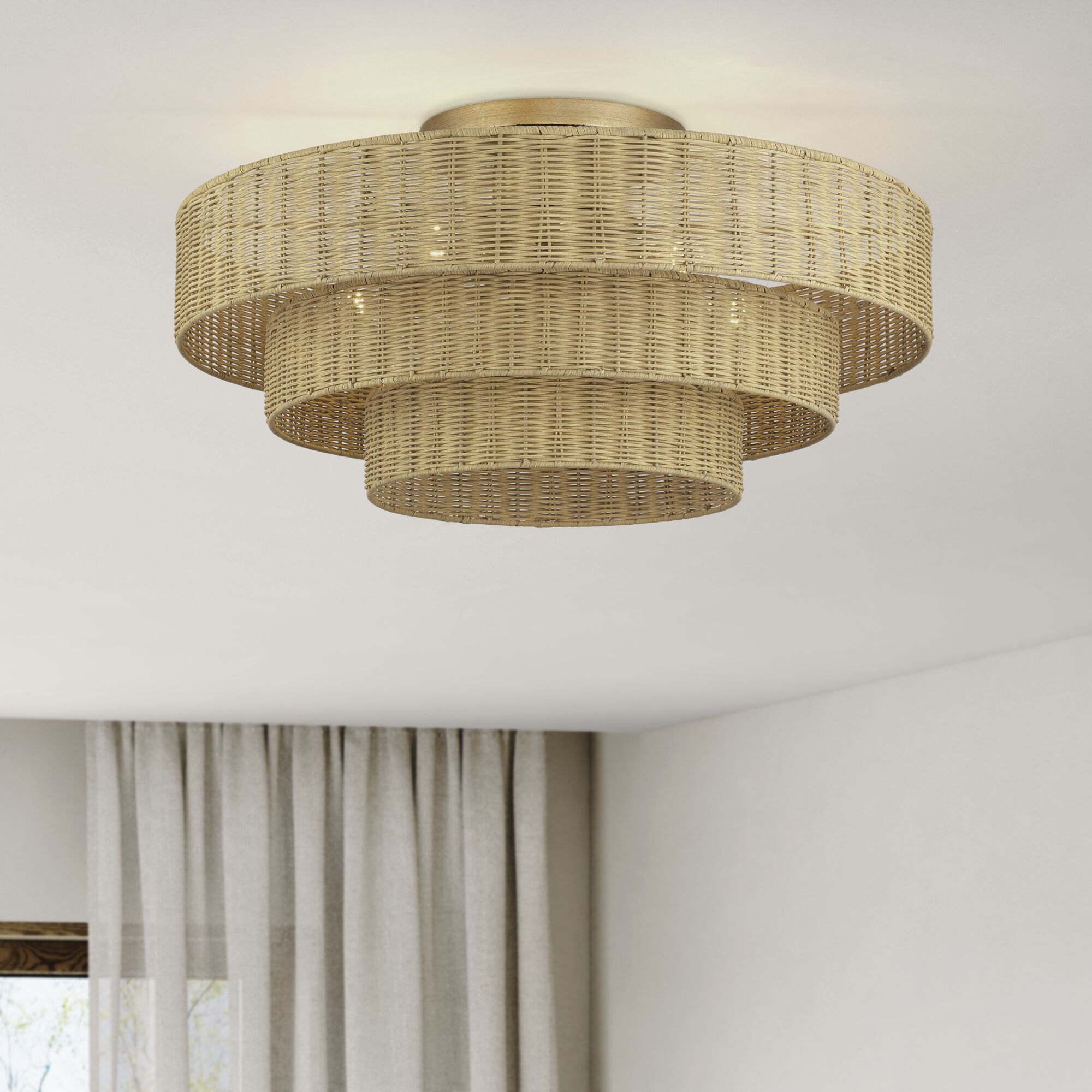 Weavington 5 Light 28 inch Antique Gold Leaf Semi Flush Mount Ceiling Light, Extra Large
