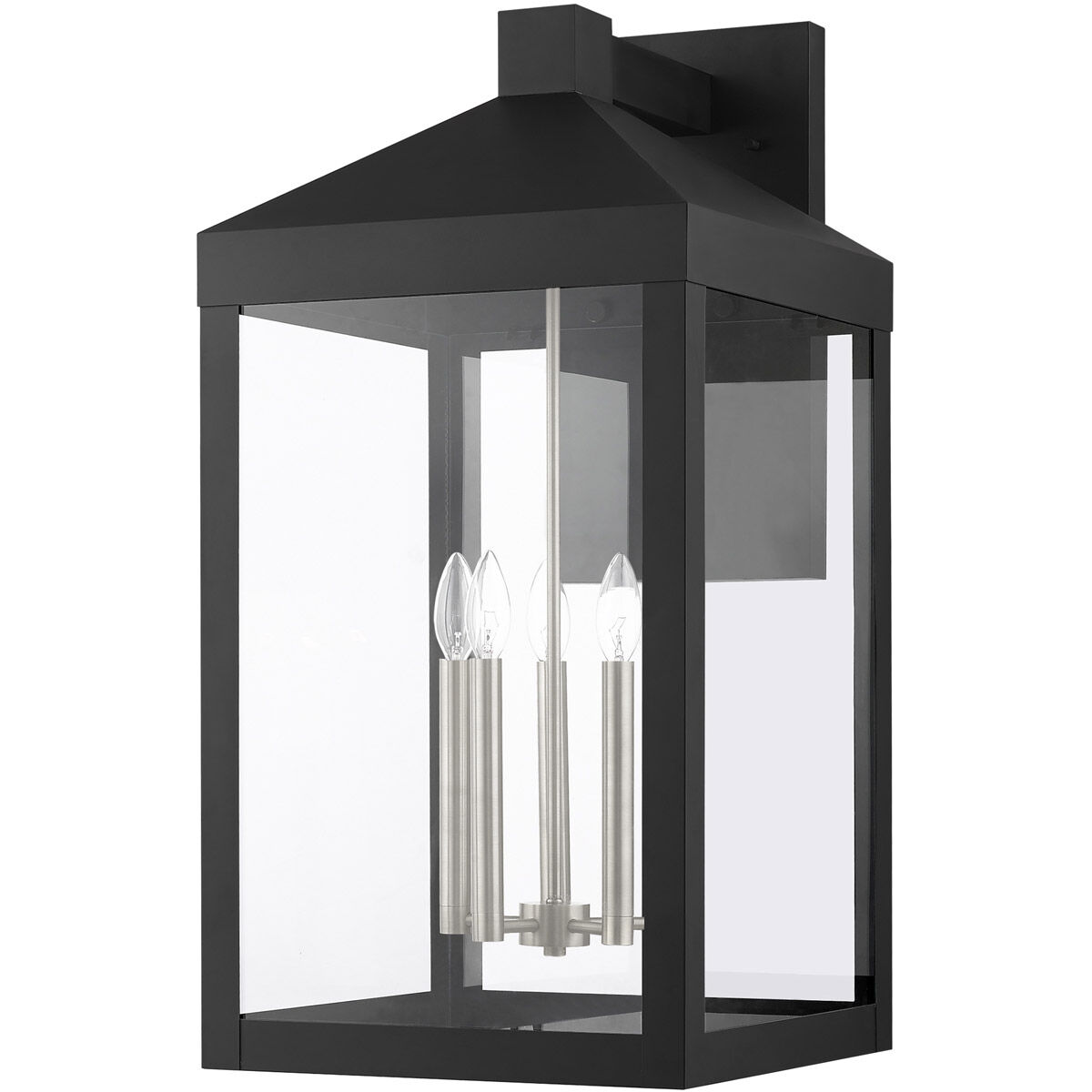 Nyack 5 Light 29 inch Black with Brushed Nickel Cluster Outdoor Wall Lantern