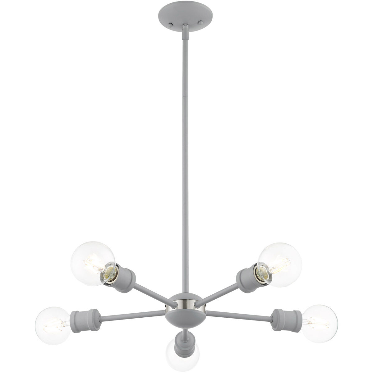 Lansdale 5 Light 19 inch Nordic Gray with Brushed Nickel Accents Chandelier Ceiling Light