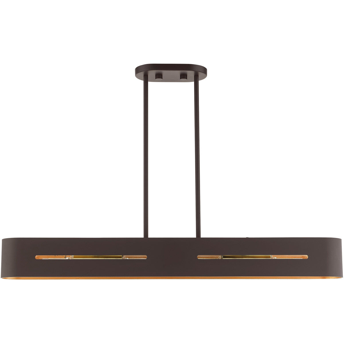 Ravena 4 Light 36 inch Bronze with Antique Brass Accents Linear Chandelier Ceiling Light