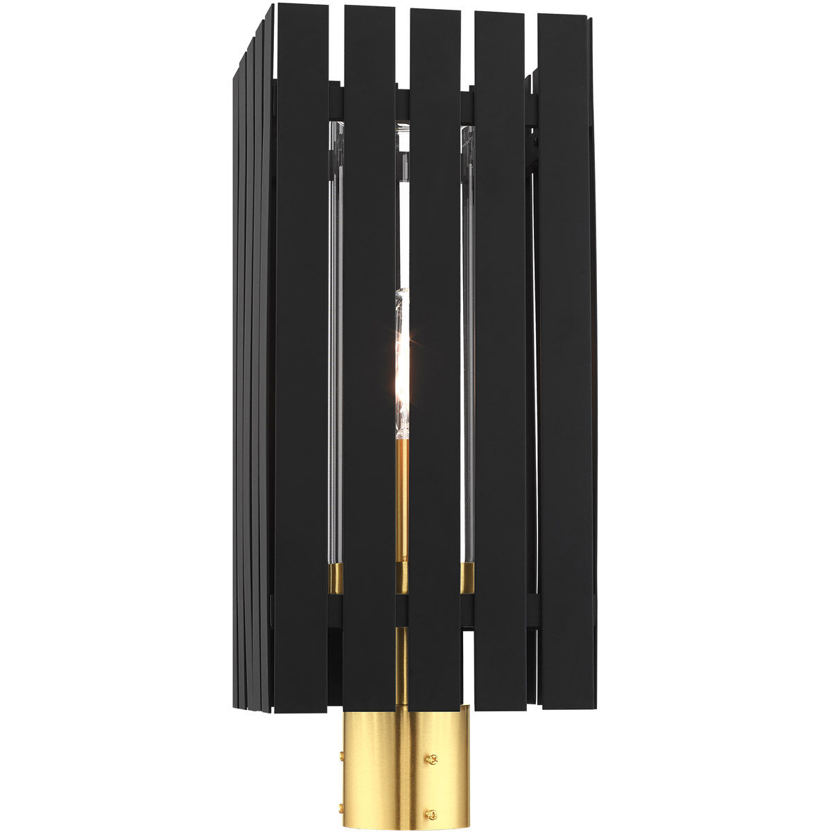 Greenwich 1 Light 20 inch Black with Satin Brass Accents Outdoor Post Top Lantern