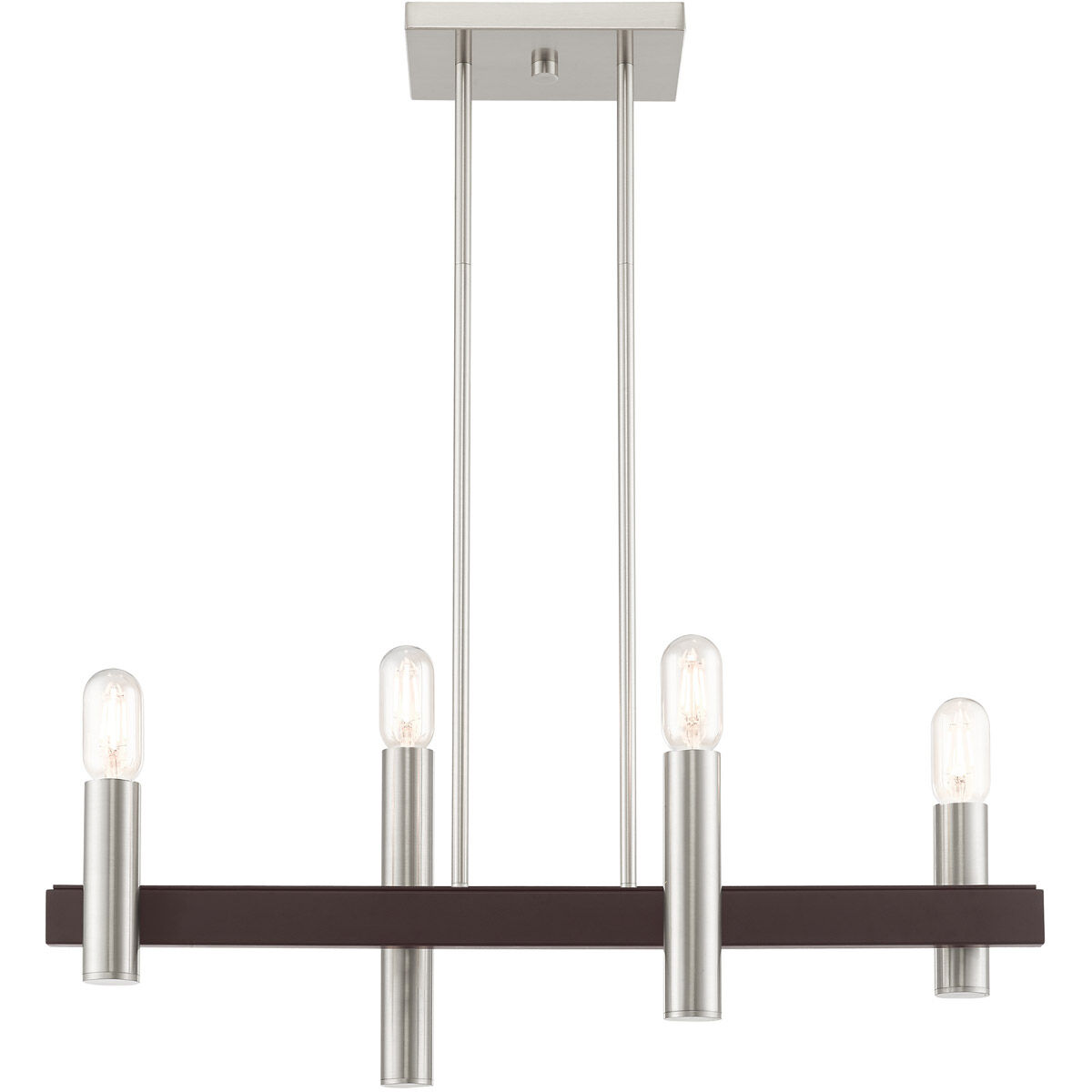 Helsinki 4 Light 8 inch Brushed Nickel with Bronze Accents Chandelier Ceiling Light