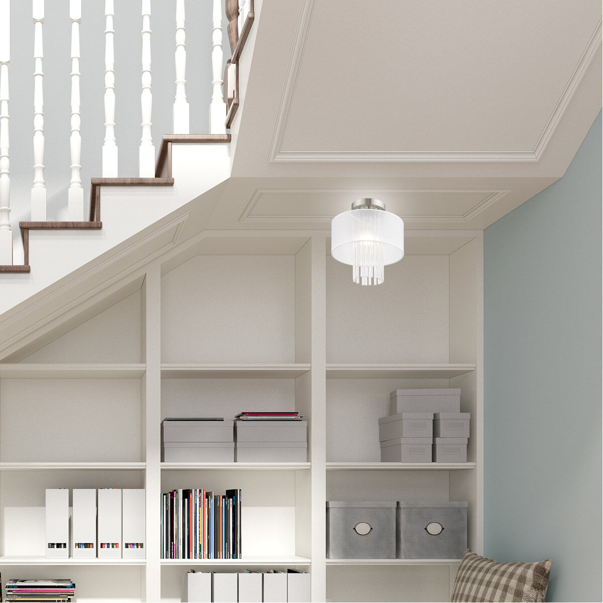 Alexis 1 Light 11 inch Brushed Nickel Semi-Flush Mount Ceiling Light