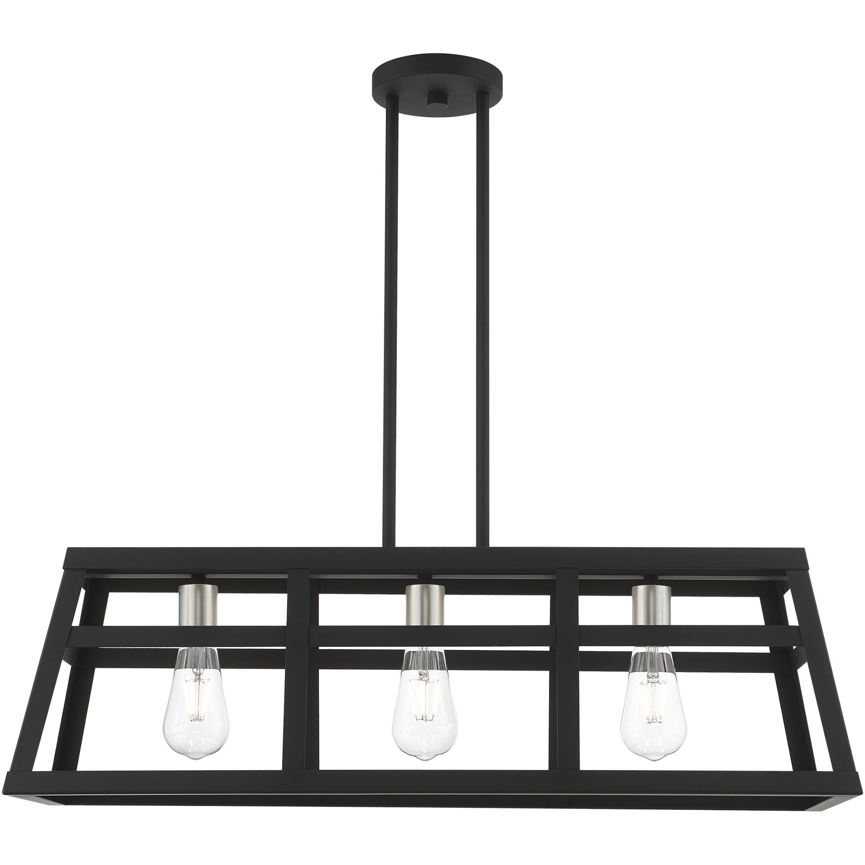 Schofield 3 Light 30 inch Black with Brushed Nickel Accents Linear Chandelier Ceiling Light