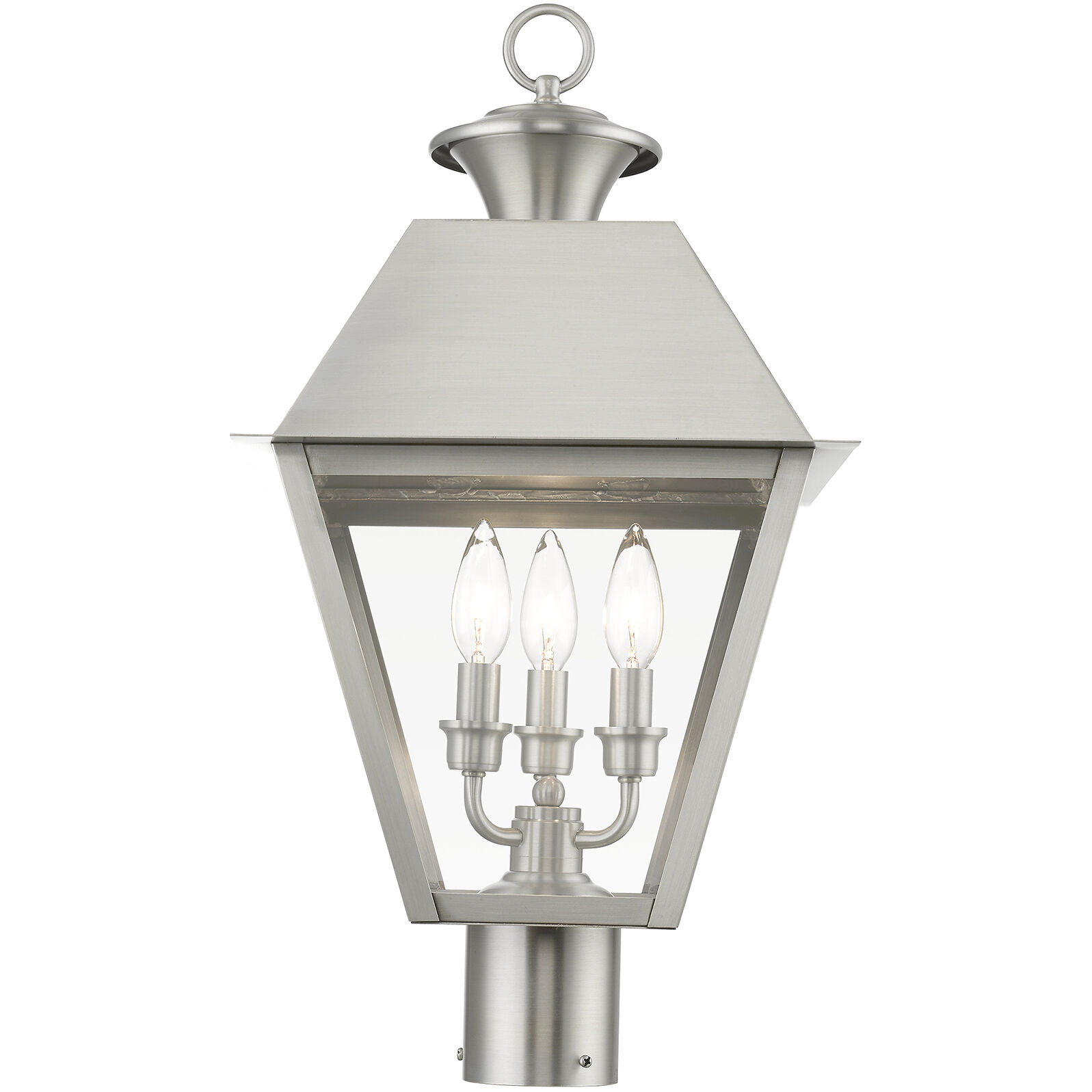 Wentworth 3 Light 22 inch Brushed Nickel Outdoor Post Top Lantern, Large