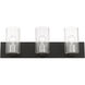 Zurich 3 Light 24 inch Black with Brushed Nickel Accents Vanity Sconce Wall Light