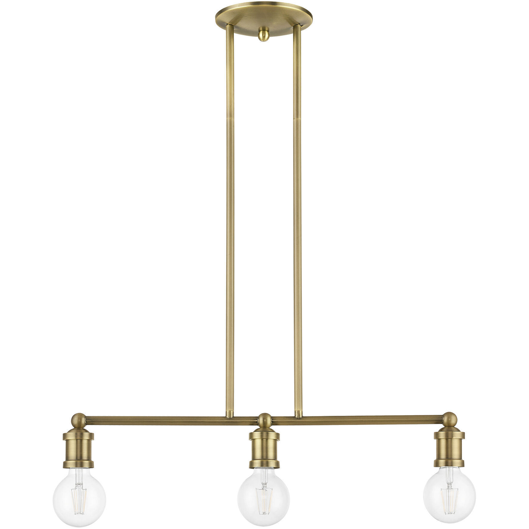 Lansdale 3 Light 24 inch Antique Brass Linear Chandelier Ceiling Light