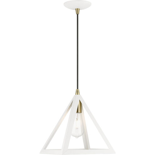 Pinnacle 1 Light 10 inch Textured White with Antique Brass Accents Pendant Ceiling Light