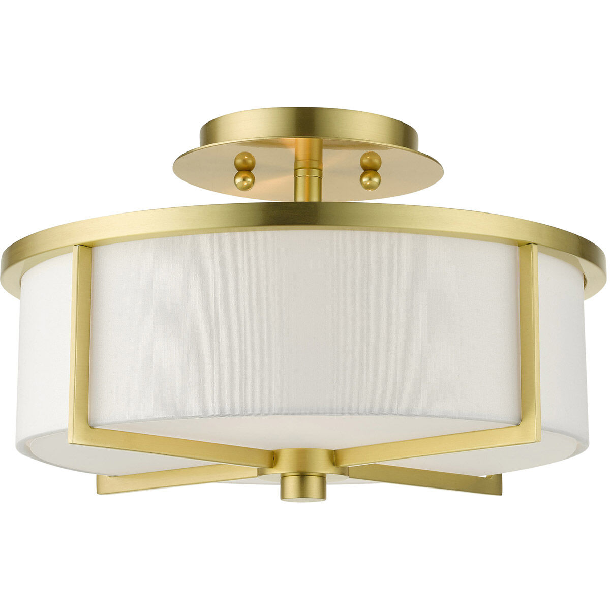 Wesley 2 Light 13 inch Satin Brass Semi Flush Ceiling Light