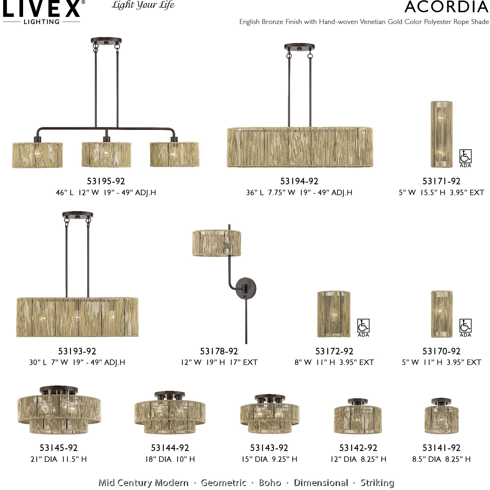 Acordia 3 Light 15 inch English Bronze Semi Flush Mount Ceiling Light, Large