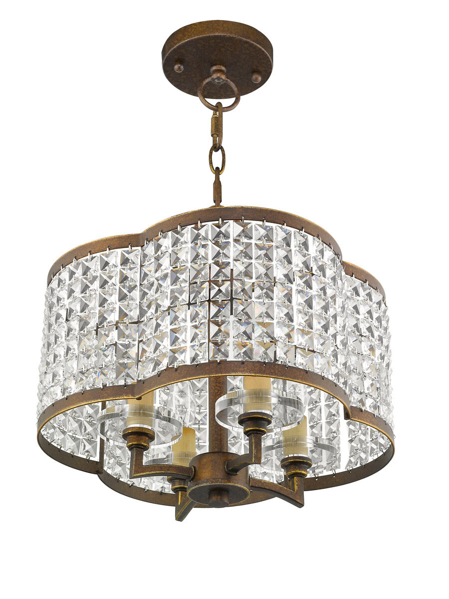 Grammercy 4 Light 14 inch Hand Painted Palacial Bronze Convertible Mini Chandelier/Ceiling Mount Ceiling Light