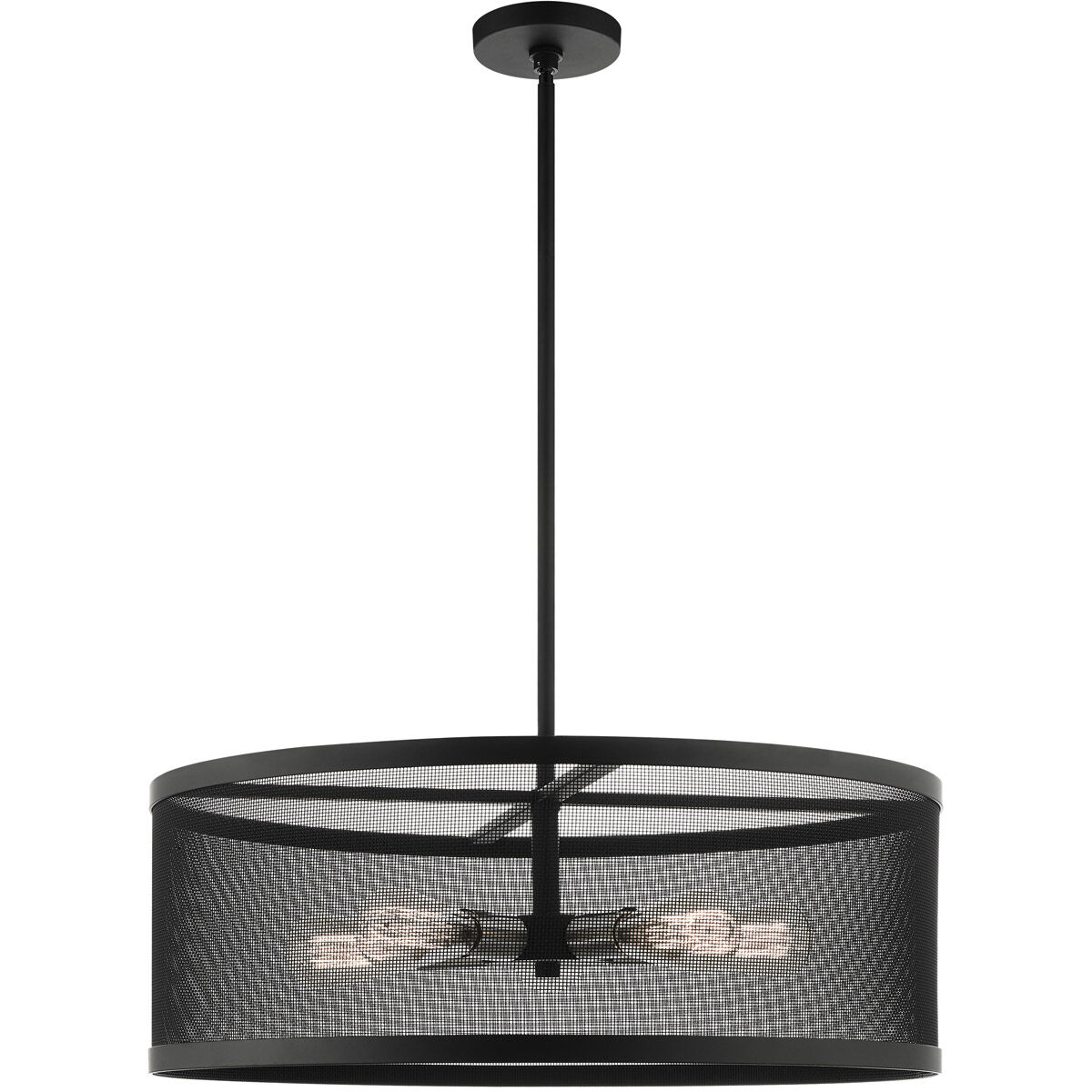 Industro 5 Light 25 inch Black with Brushed Nickel Accents Chandelier Ceiling Light