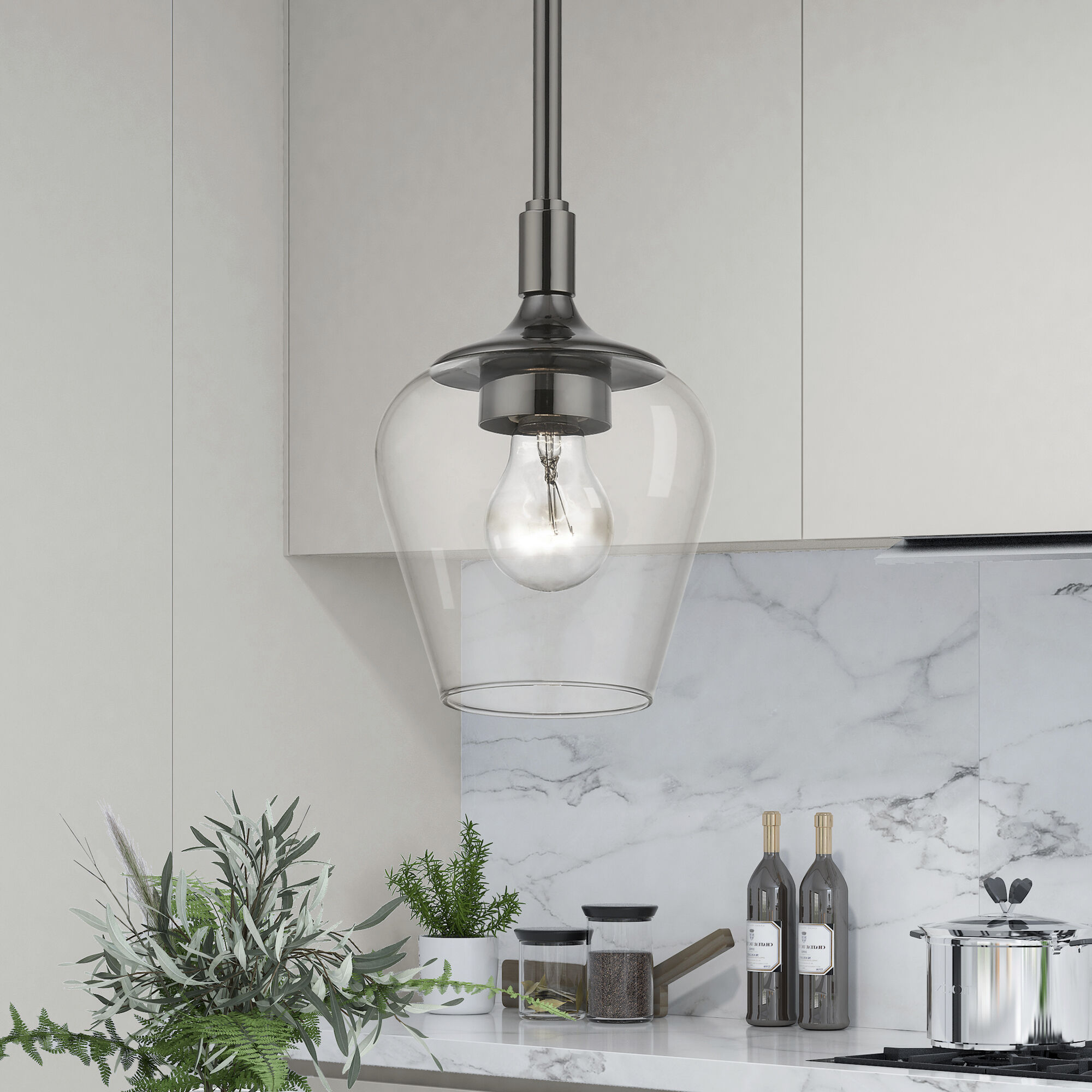 Willow 1 Light 5.75 inch Black Chrome Single Pendant Ceiling Light, Single