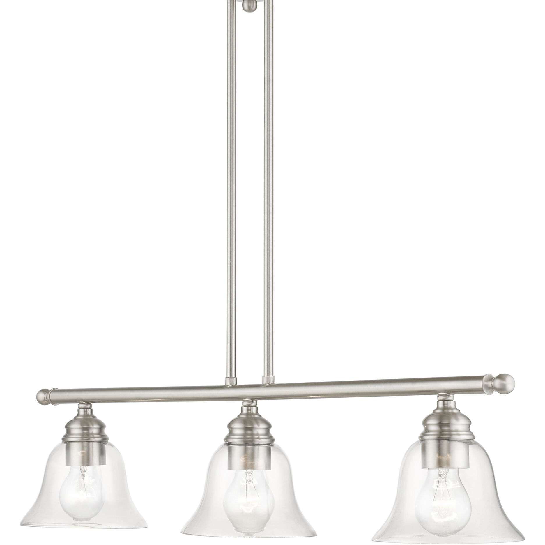 Moreland 3 Light 30 inch Brushed Nickel Linear Chandelier Ceiling Light