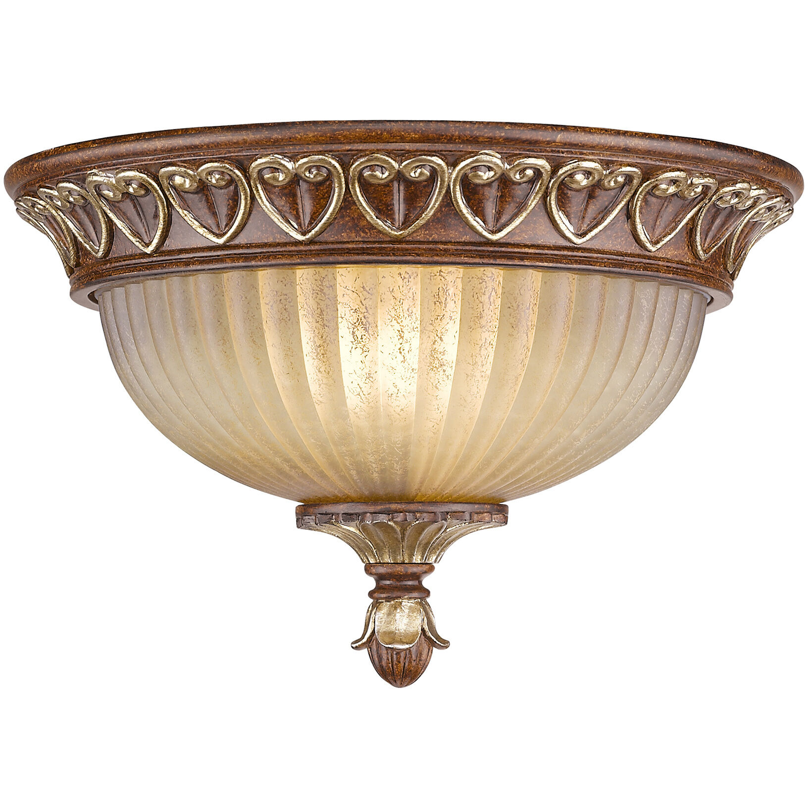 Villa Verona 2 Light 11 inch Verona Bronze with Aged Gold Leaf Accents Flush Mount Ceiling Light
