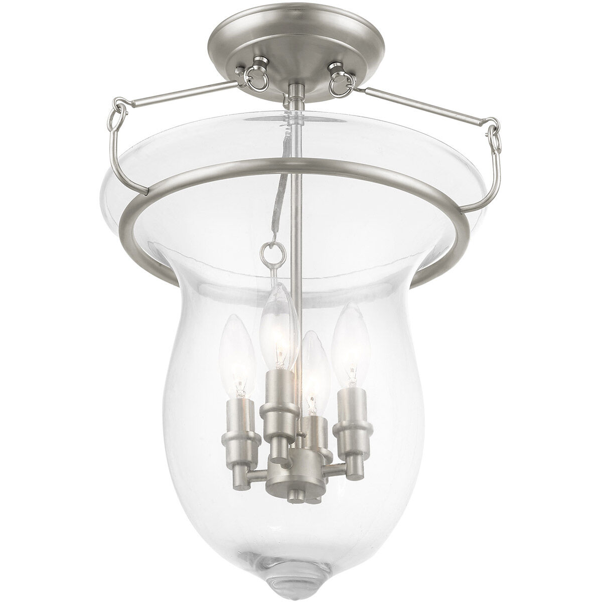 Canterbury 4 Light 14 inch Brushed Nickel Semi-Flush Mount Ceiling Light