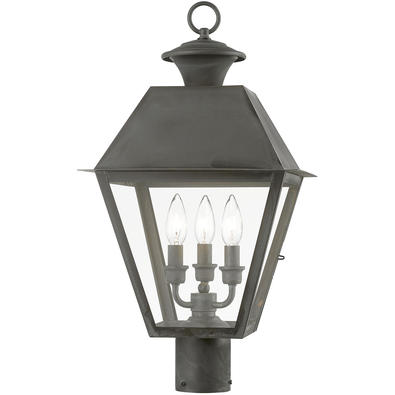 Wentworth 3 Light 22 inch Charcoal Outdoor Post Top Lantern, Large