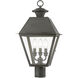 Wentworth 3 Light 22 inch Charcoal Outdoor Post Top Lantern, Large