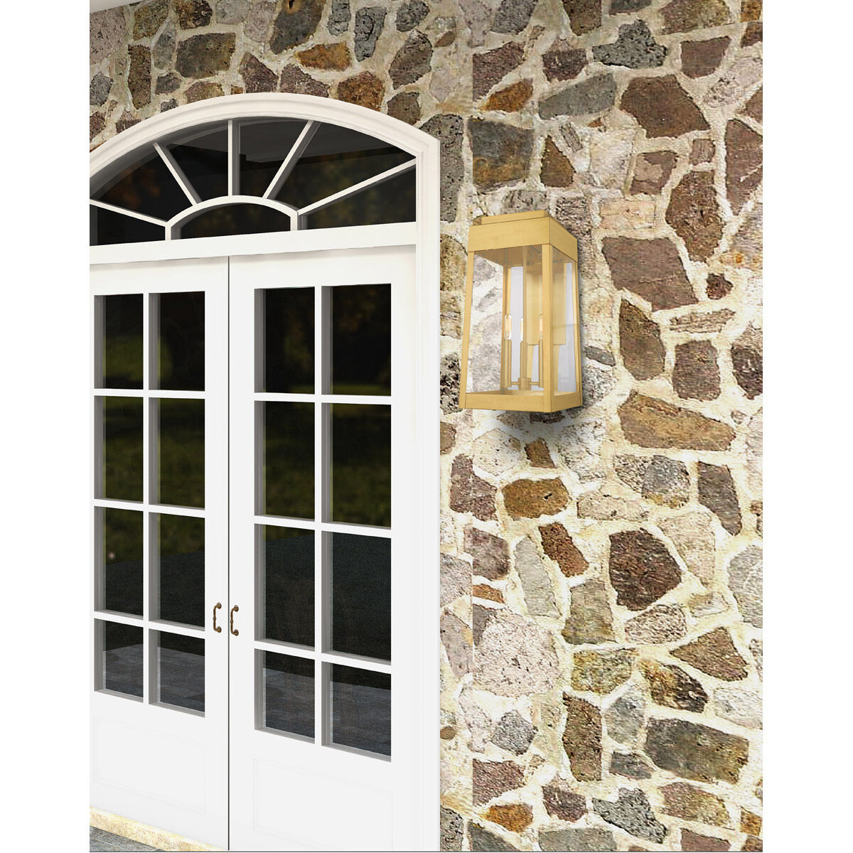 Oslo 3 Light 20 inch Satin Brass Outdoor Wall Lantern