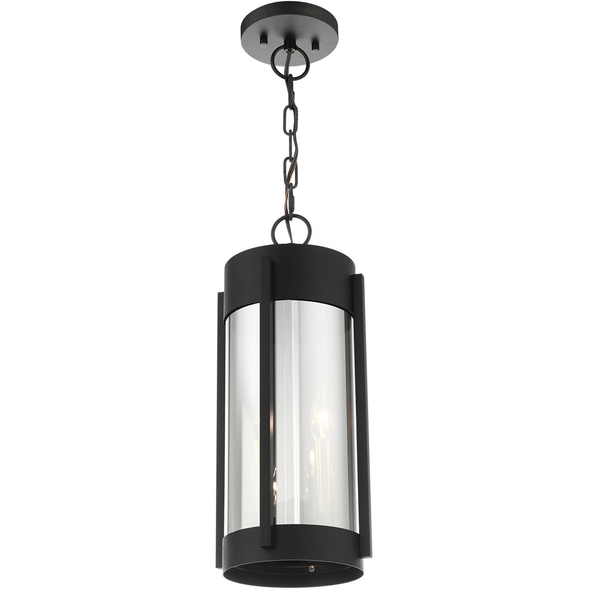 Sheridan 2 Light 7.5 inch Black with Brushed Nickel Candles Outdoor Pendant Lantern