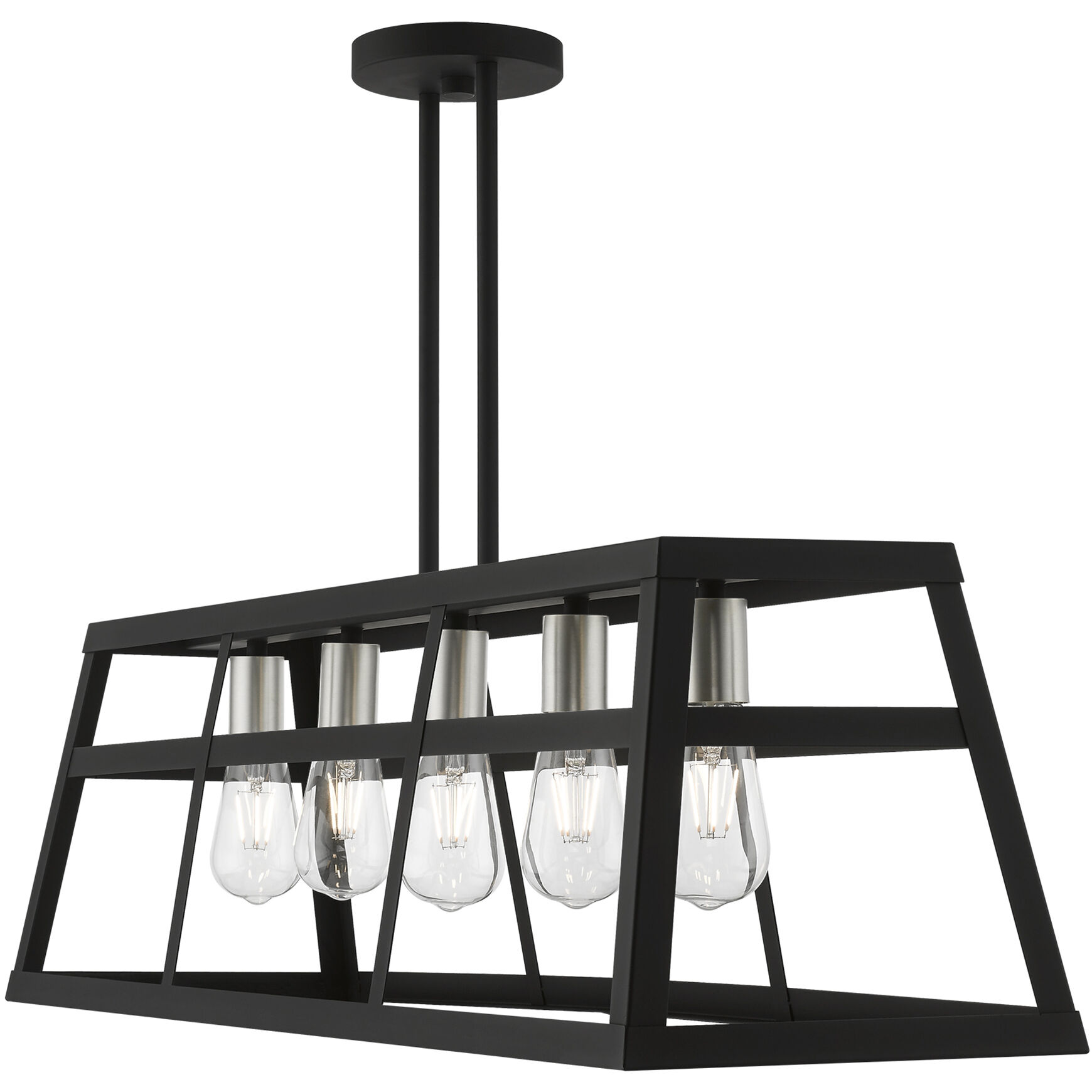 Schofield 5 Light 40 inch Black with Brushed Nickel Accents Linear Chandelier Ceiling Light