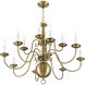 Williamsburgh 12 Light 32 inch Antique Brass Chandelier Ceiling Light
