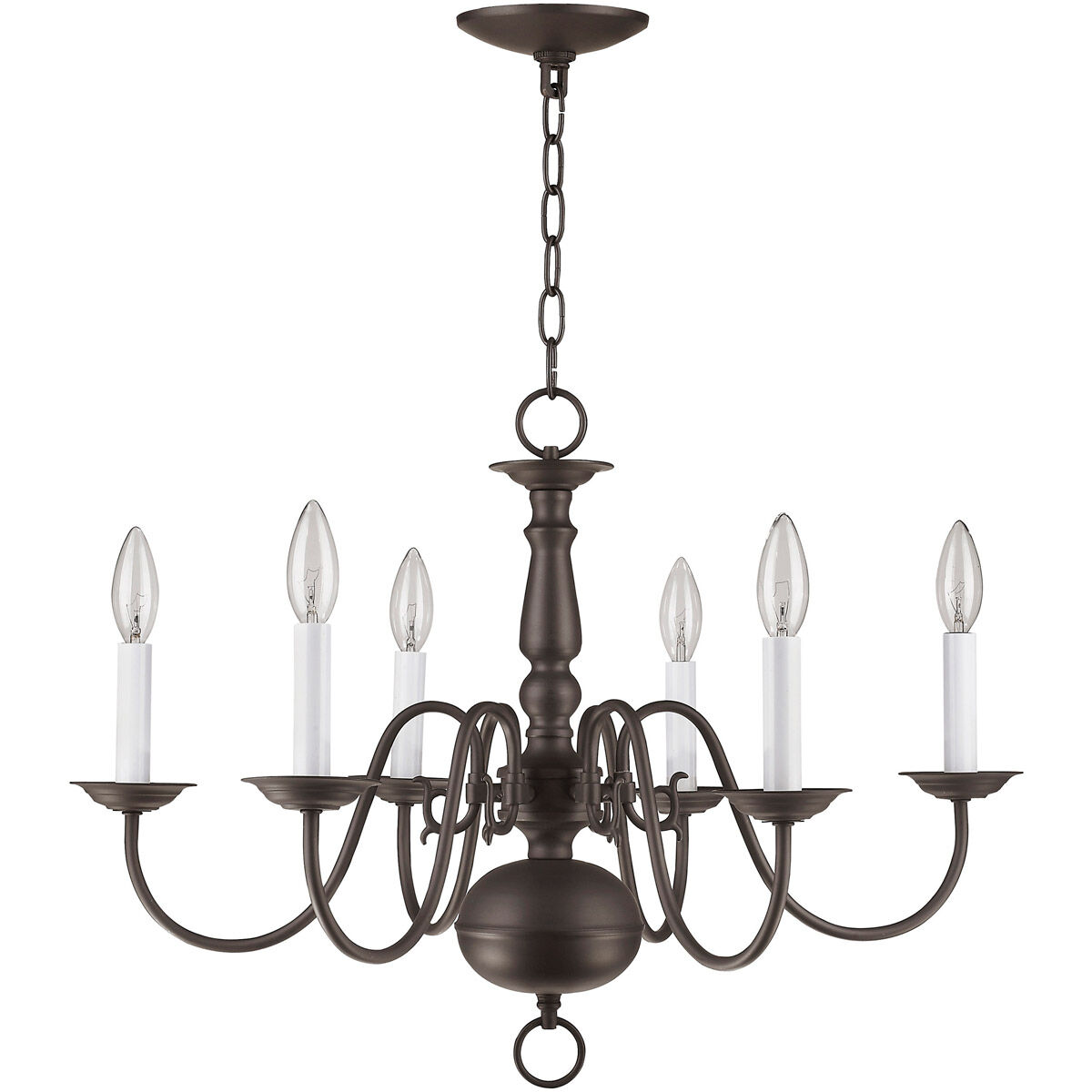 Williamsburgh 6 Light 24 inch Bronze Chandelier Ceiling Light