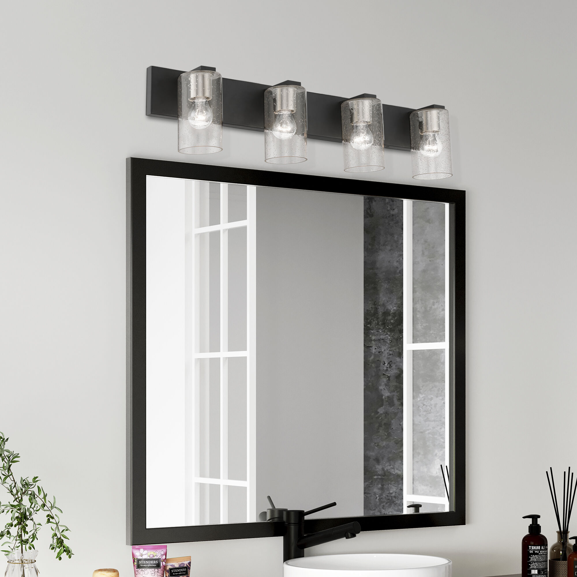 Zurich 4 Light 36 inch Black with Brushed Nickel Accents Vanity Sconce Wall Light, Large